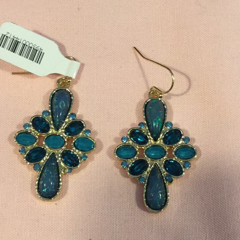 Goldtone With Blue Stones Earrings